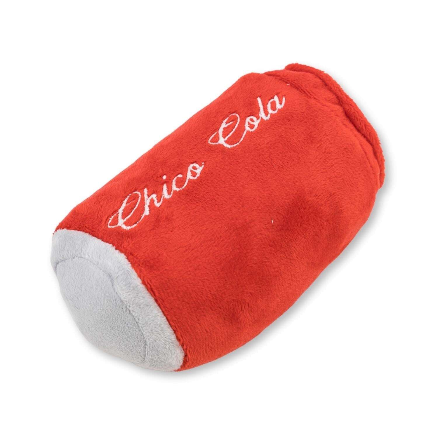 Cute plush pet toys designed as a soft red soda can for playful dogs