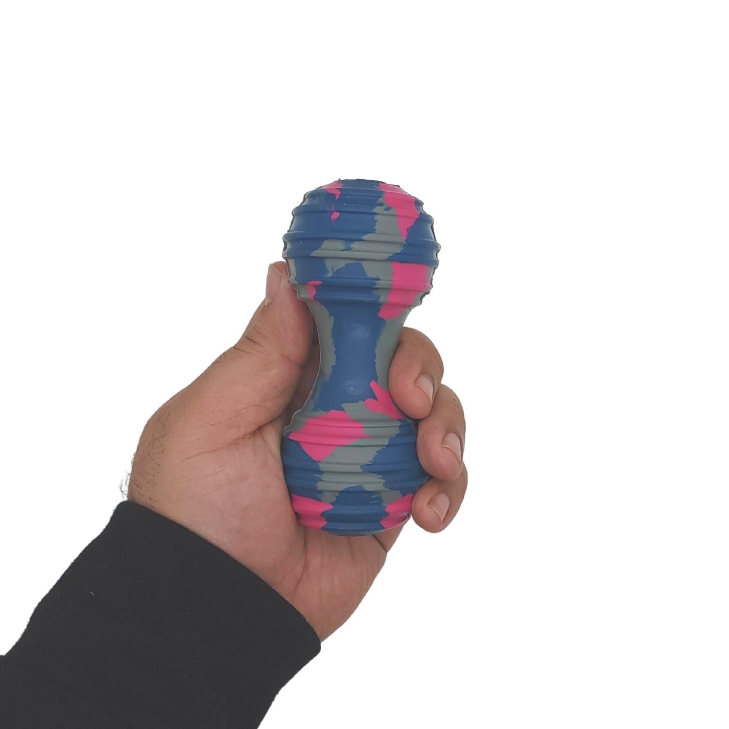 Hand holding a colorful dog toy from Purrfect Pet Kingdom, designed as safe interactive dog toys