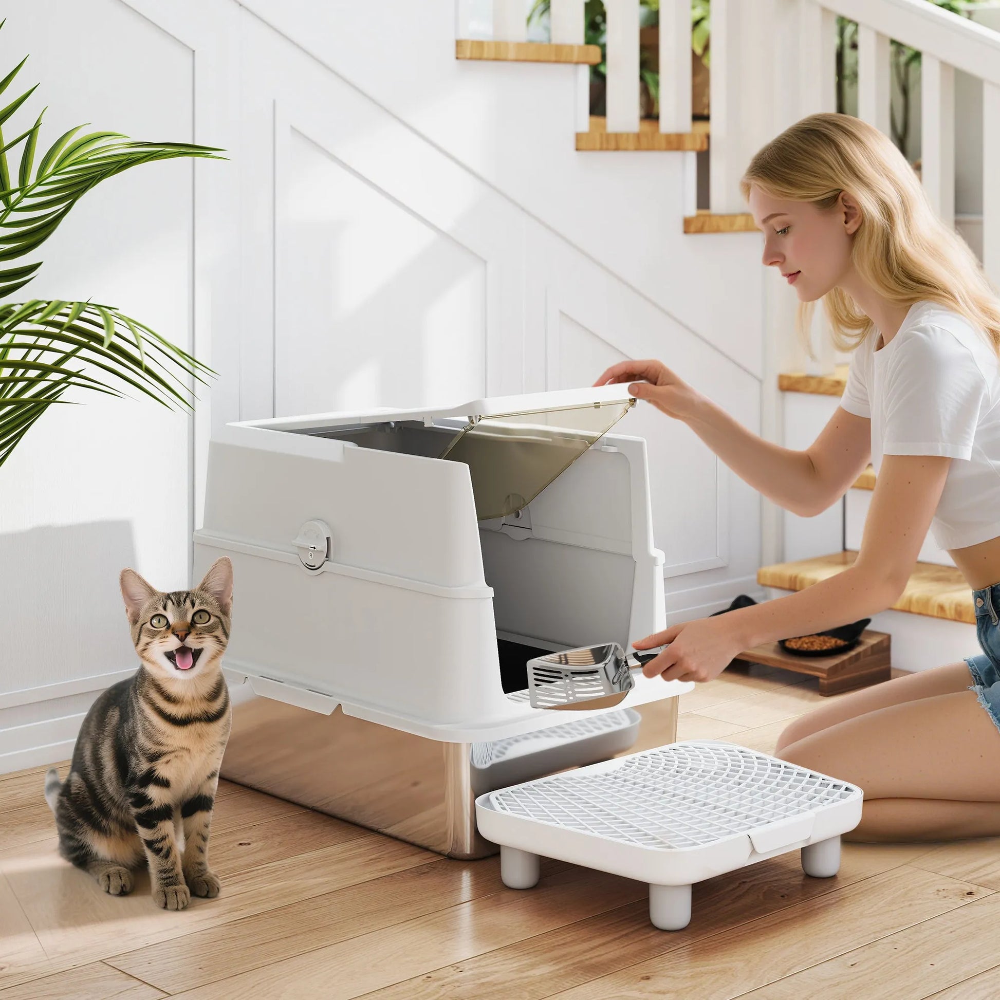 China - XL Cat Litter Box - Enclosed Anti-Splash Toilet & Mat - Cat Litter Boxes