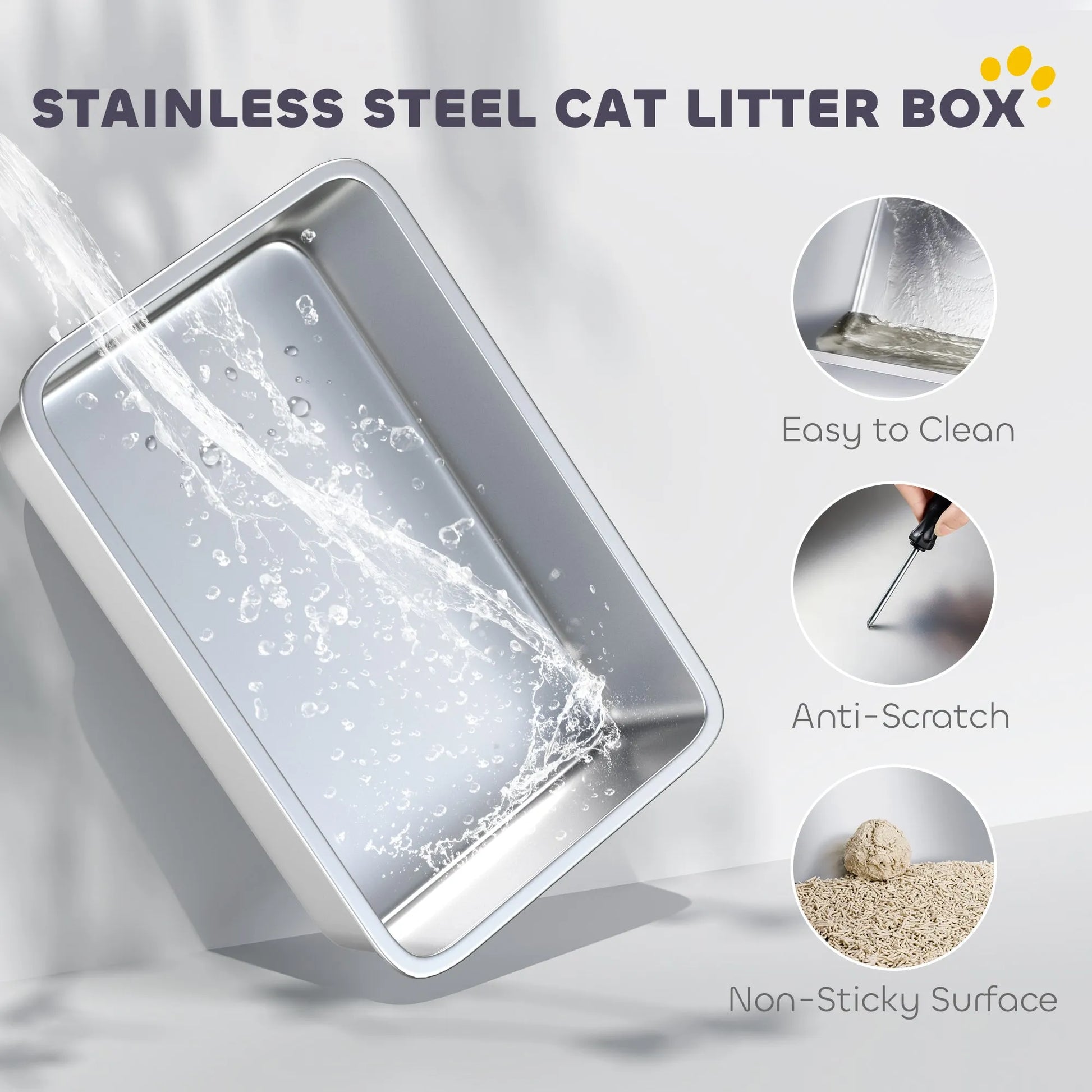 China - XL Stainless Steel Cat Litter Box - Enclosed Anti-Splash Toilet & Mat - Enclosed Cat LItter Boxes