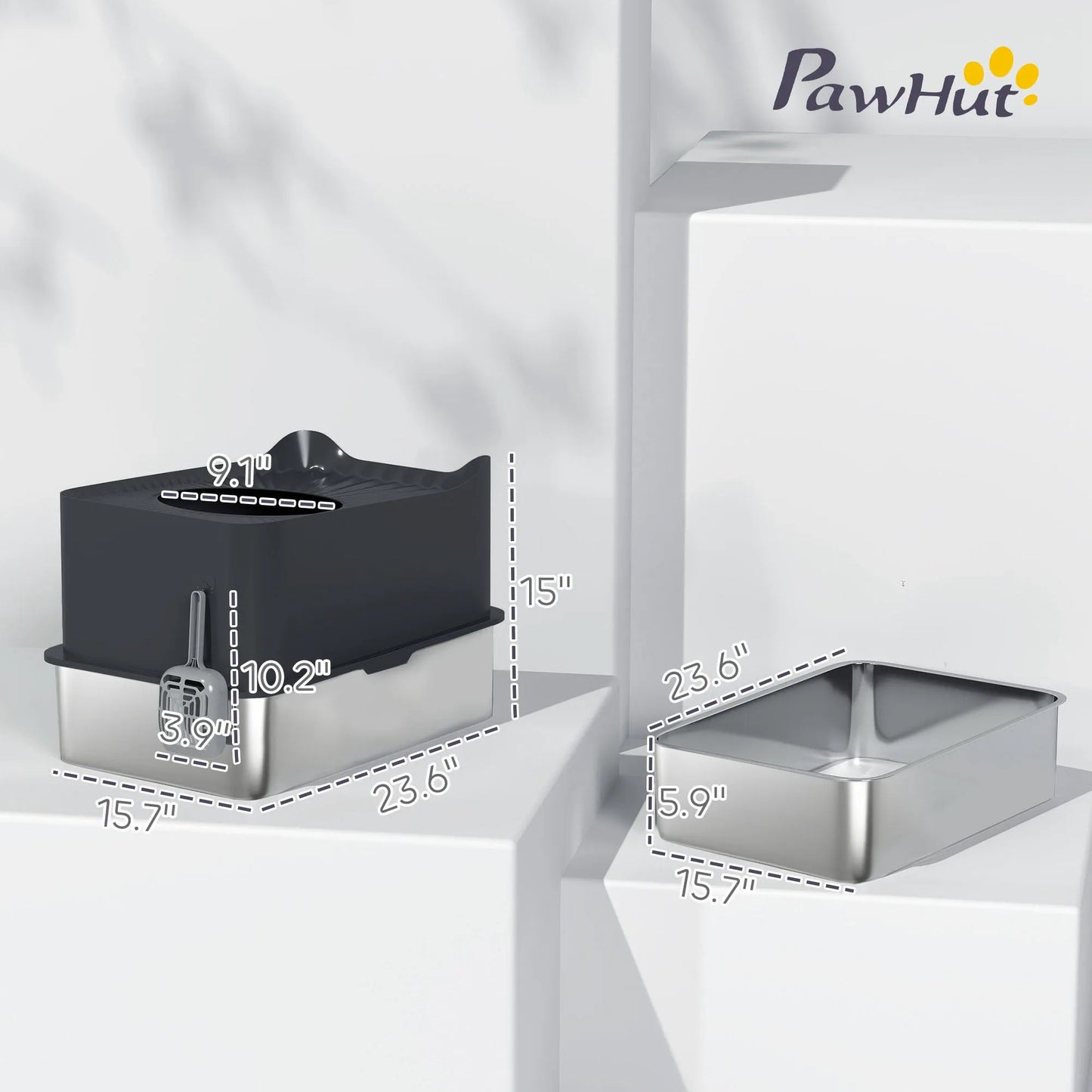 China - XL Stainless Steel Litter Box - Anti-Leak Pan & Training Pad - Stainless Steel Cat Litter Boxes