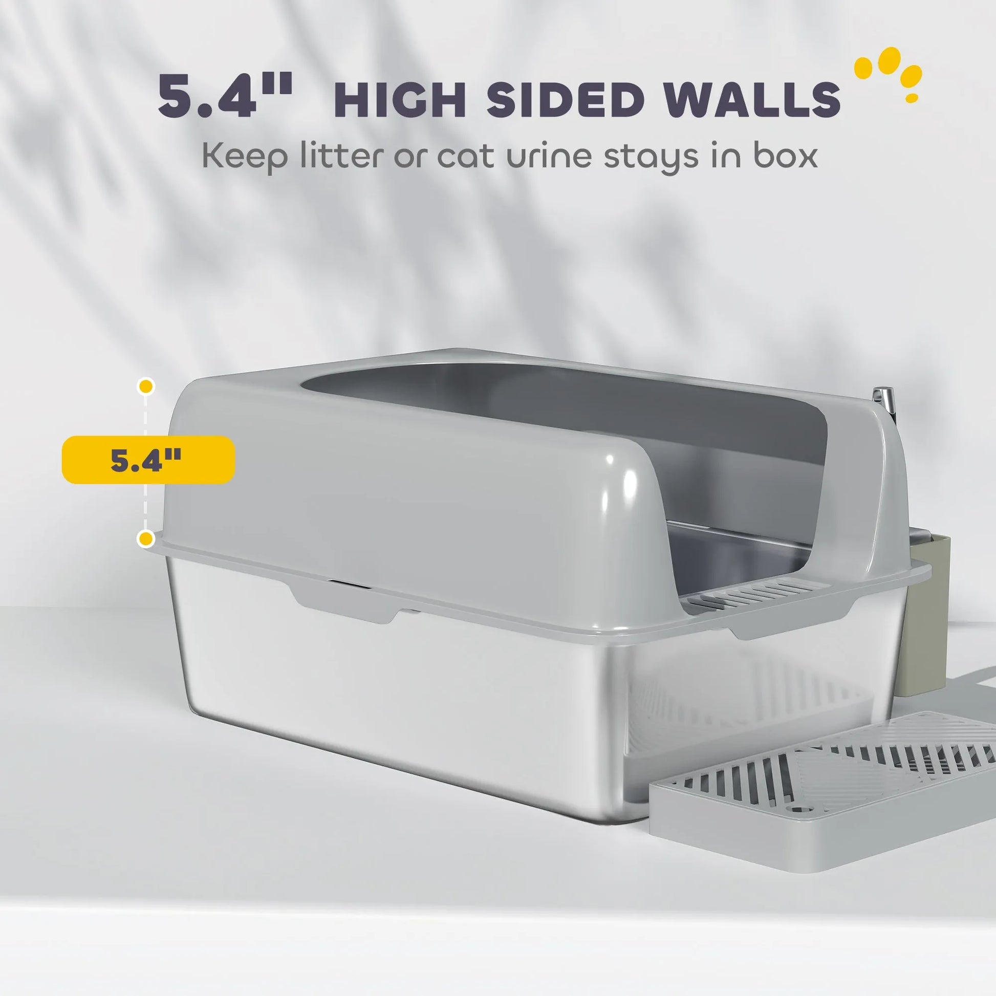 China - XL Stainless Steel Litter Box - High-Sided Anti-Leak Pan - Stainless Steel Cat Litter Boxes