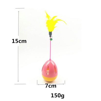 Purrfect Pet Kingdom chirping feather toy for cats with pink and yellow base and yellow feathers