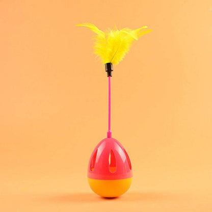 Purrfect Pet Kingdom chirping feather toy for cats with yellow feathers and pink orange base