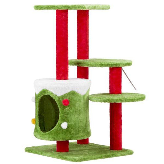 Purrfect Pet Kingdom Christmas Cat Tower with Cozy Hideaway Purrfect Pet Kingdom