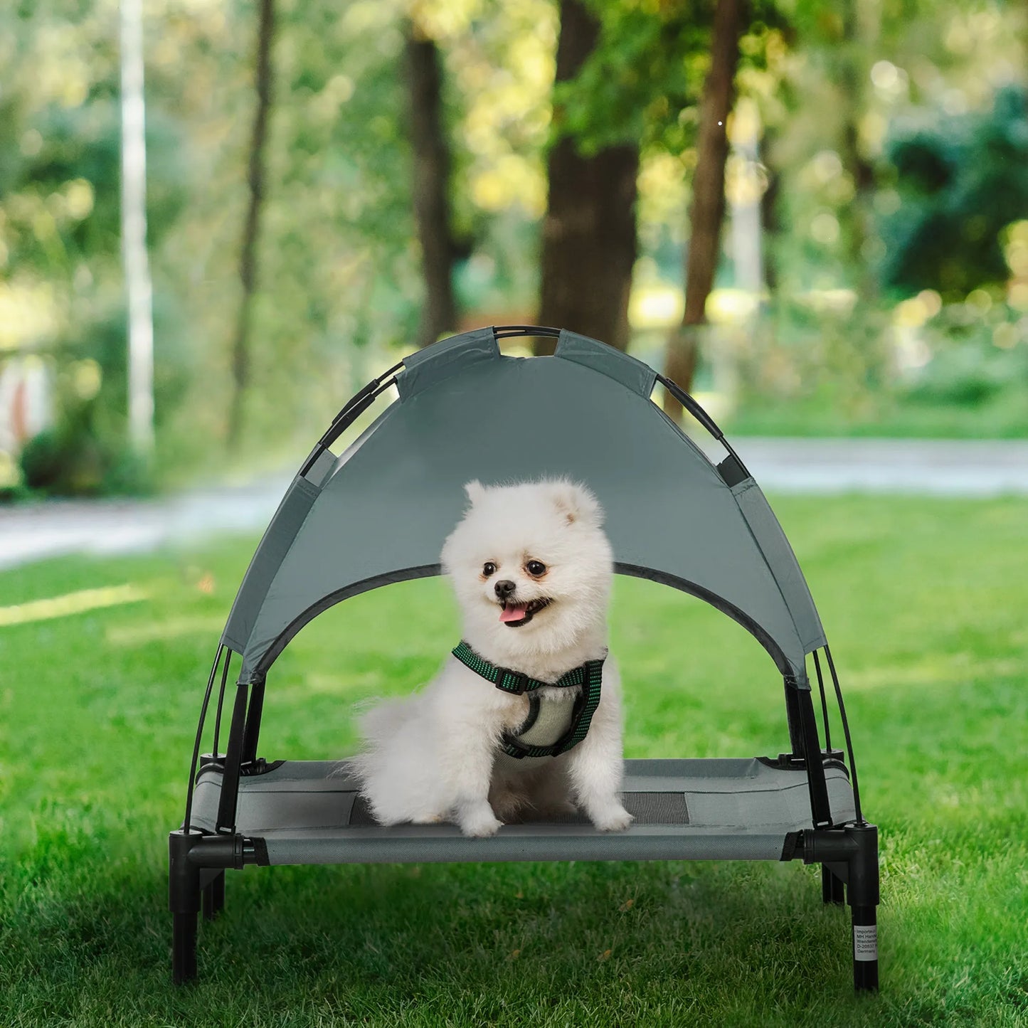 Cj Dropshipping - 24" Elevated Outdoor Dog Bed with Canopy - Grey - Pet Cots