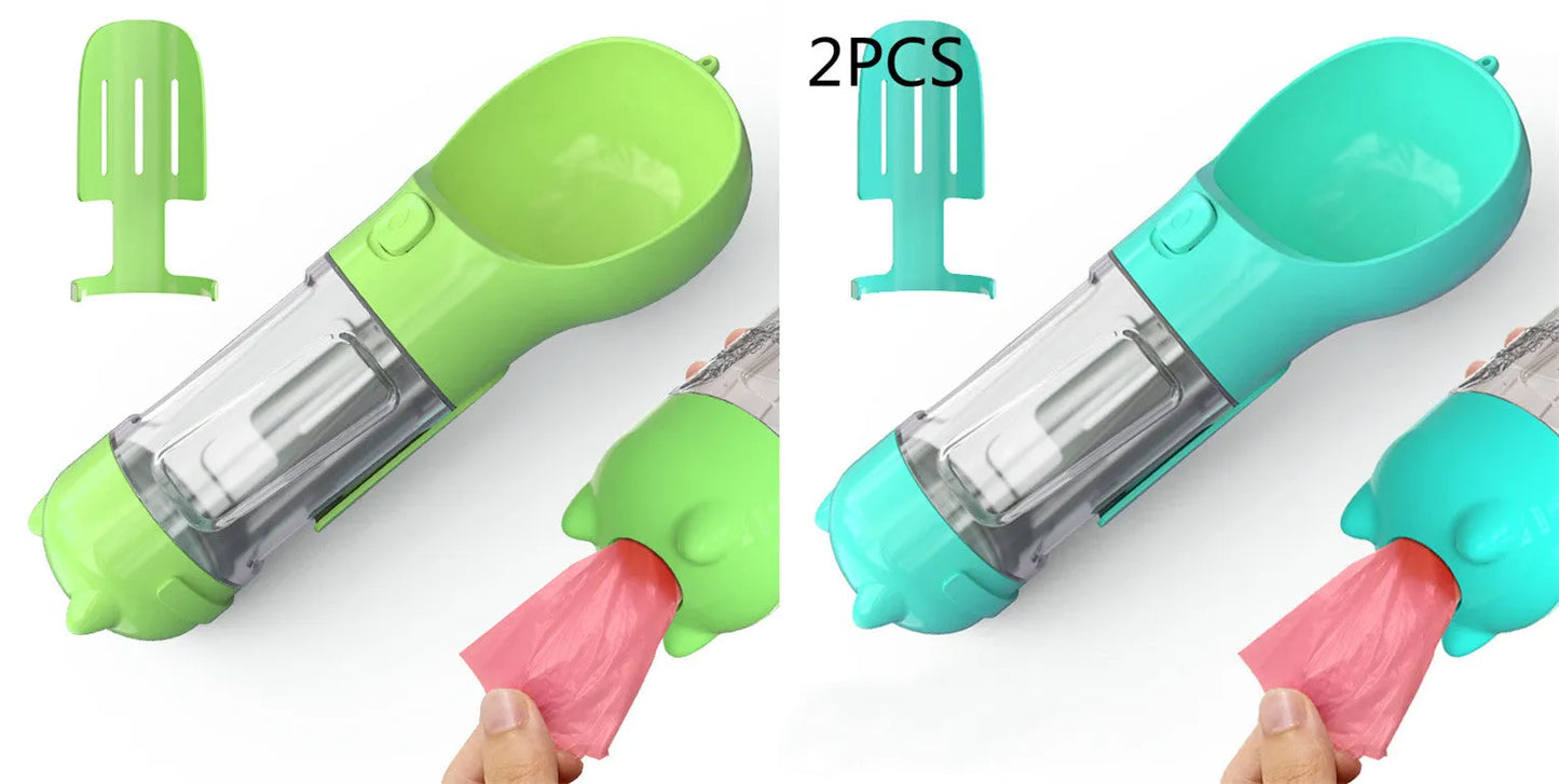 Cj Dropshipping - 3-in-1 Dog Water Bottle - Portable Feeder & Poop Bag Holder - Travel Bowls