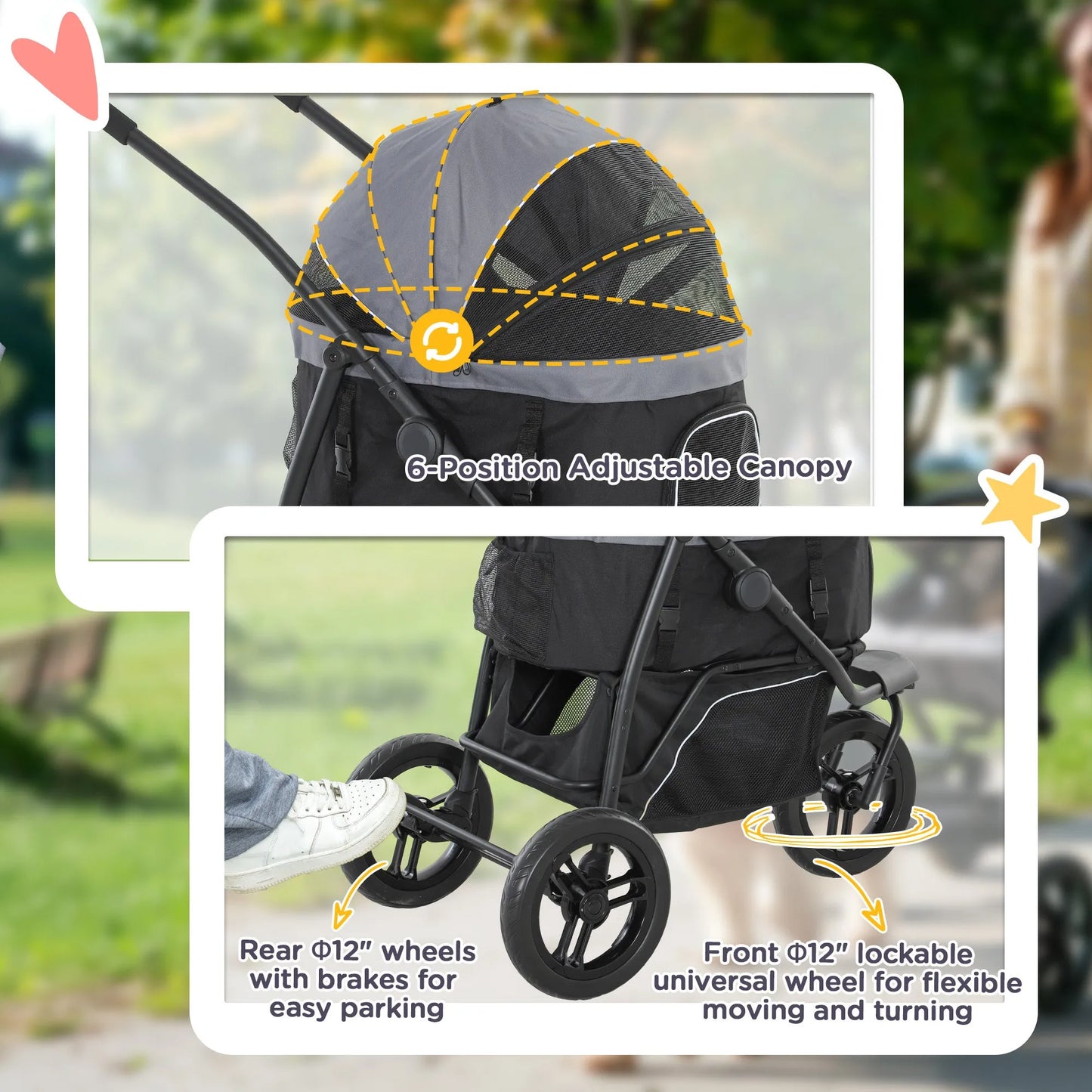 Cj Dropshipping - 3-in-1 Pet Stroller - Jogging Carrier with Storage Basket - Jogging Strollers