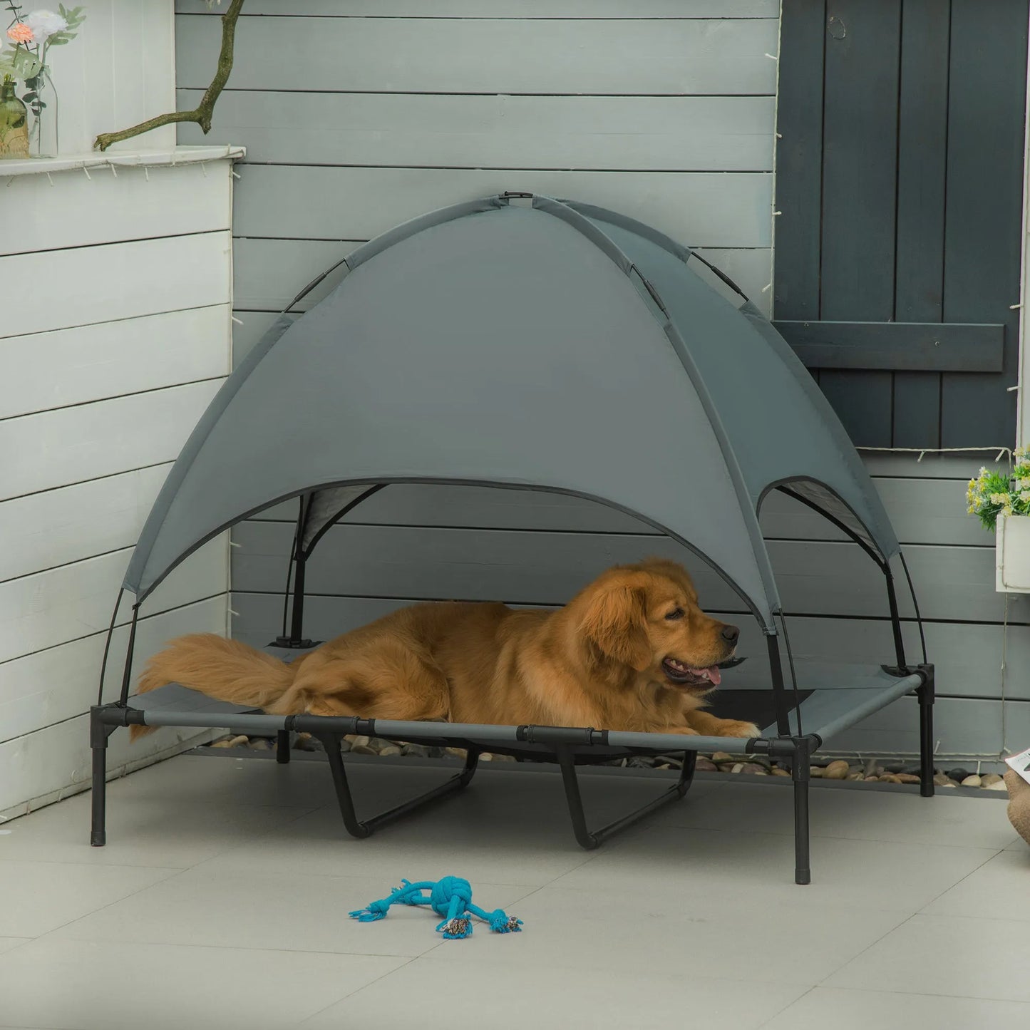 Cj Dropshipping - 36" Elevated Dog Cot with UV Canopy - Blue - Pet Cots