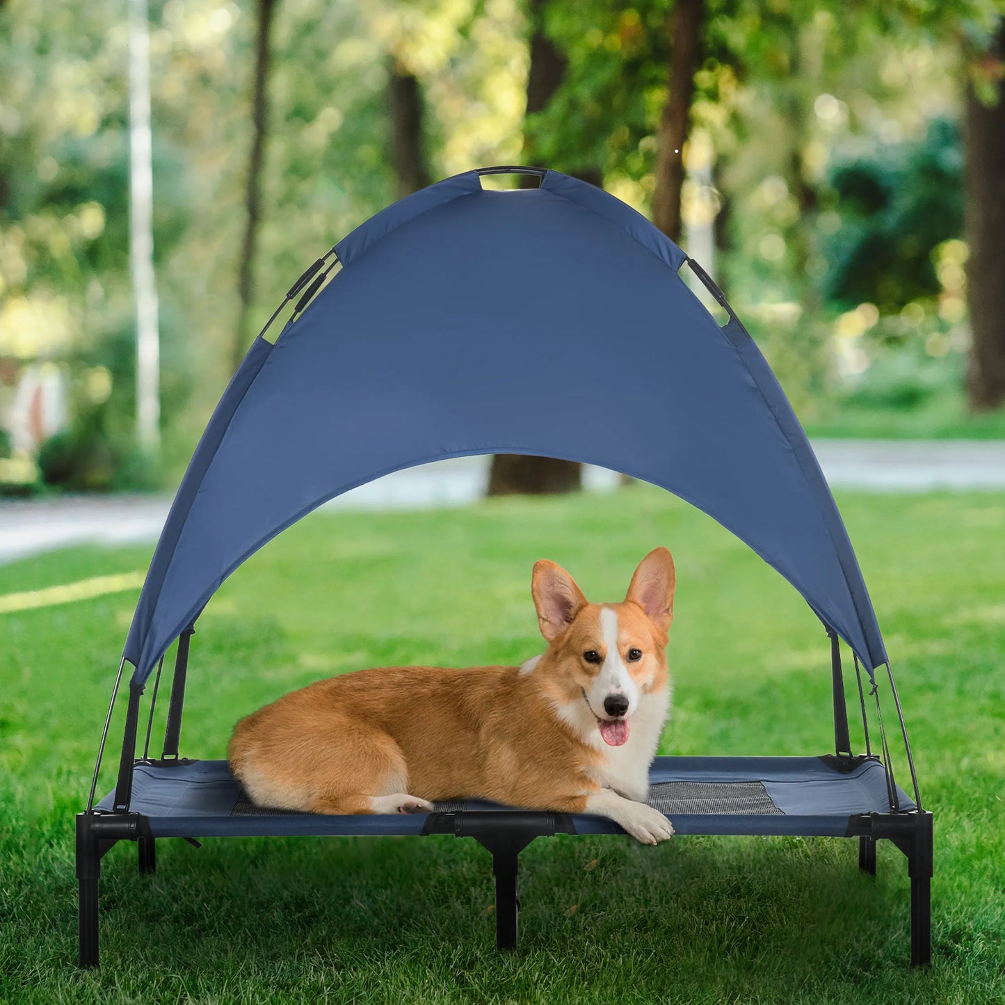 Cj Dropshipping - 48" Elevated Dog Cot with UV Canopy - Coffee - Pet Cots