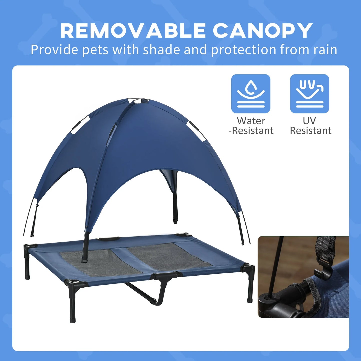 Cj Dropshipping - 48" Elevated Dog Cot with UV Canopy - Coffee - Pet Cots