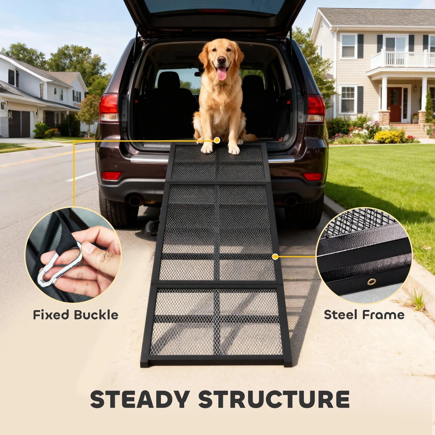 CJ Dropshipping - Dog Car Ramp, 75" x 20" Extra Long and Wide, Non-Slip Surface, Folding Portable Pet Ramp for Large, Smal...