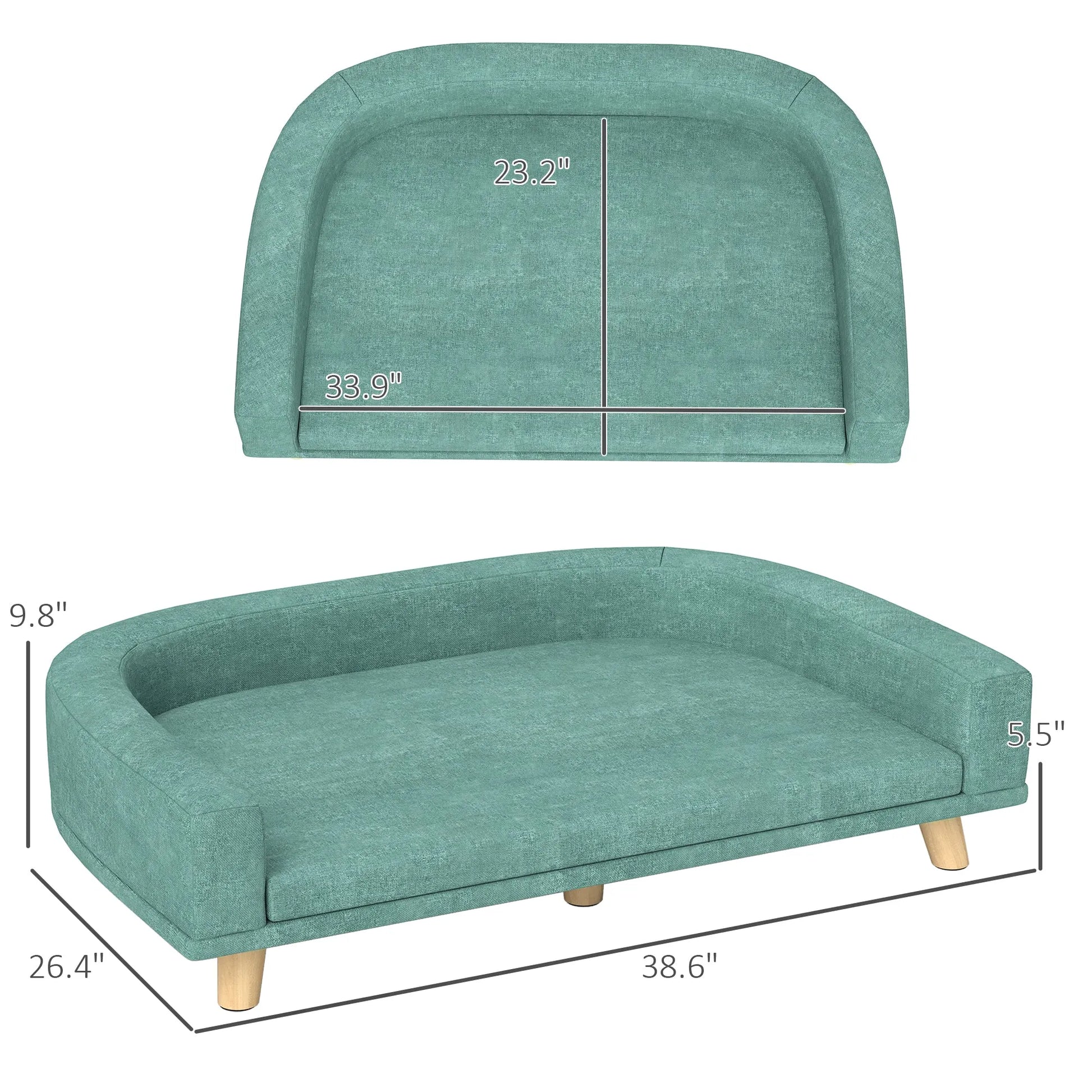 Cj Dropshipping - Dog Sofa Couch Bed with Washable Cushion for Large Dogs, Cats, Green - 5