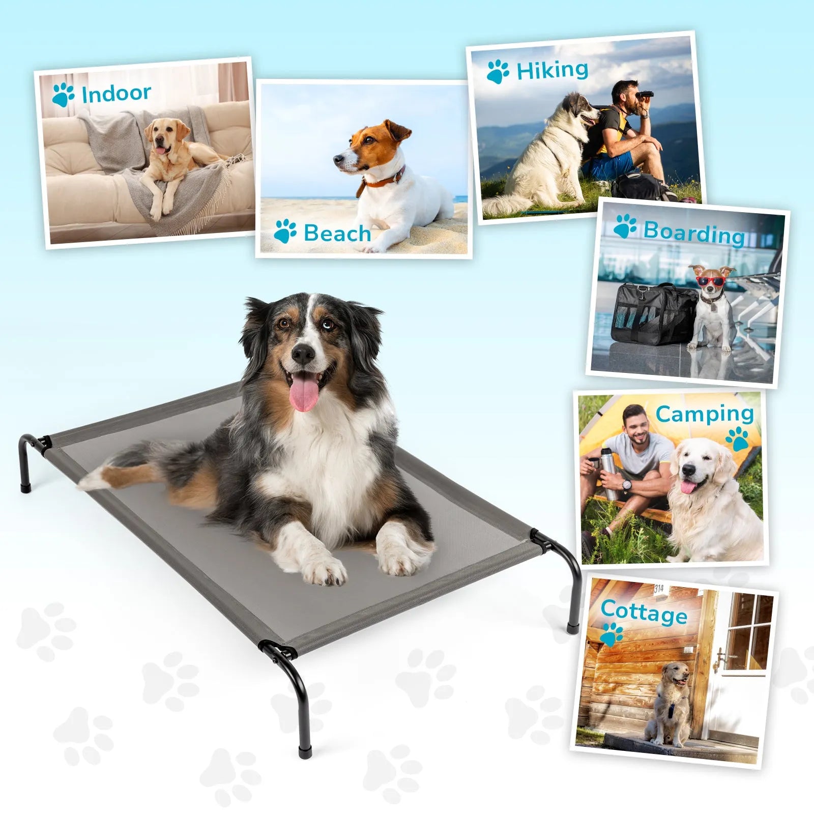 Cj Dropshipping - Elevated Outdoor Dog Cot with Cooling Mat - Black - Cooling Beds