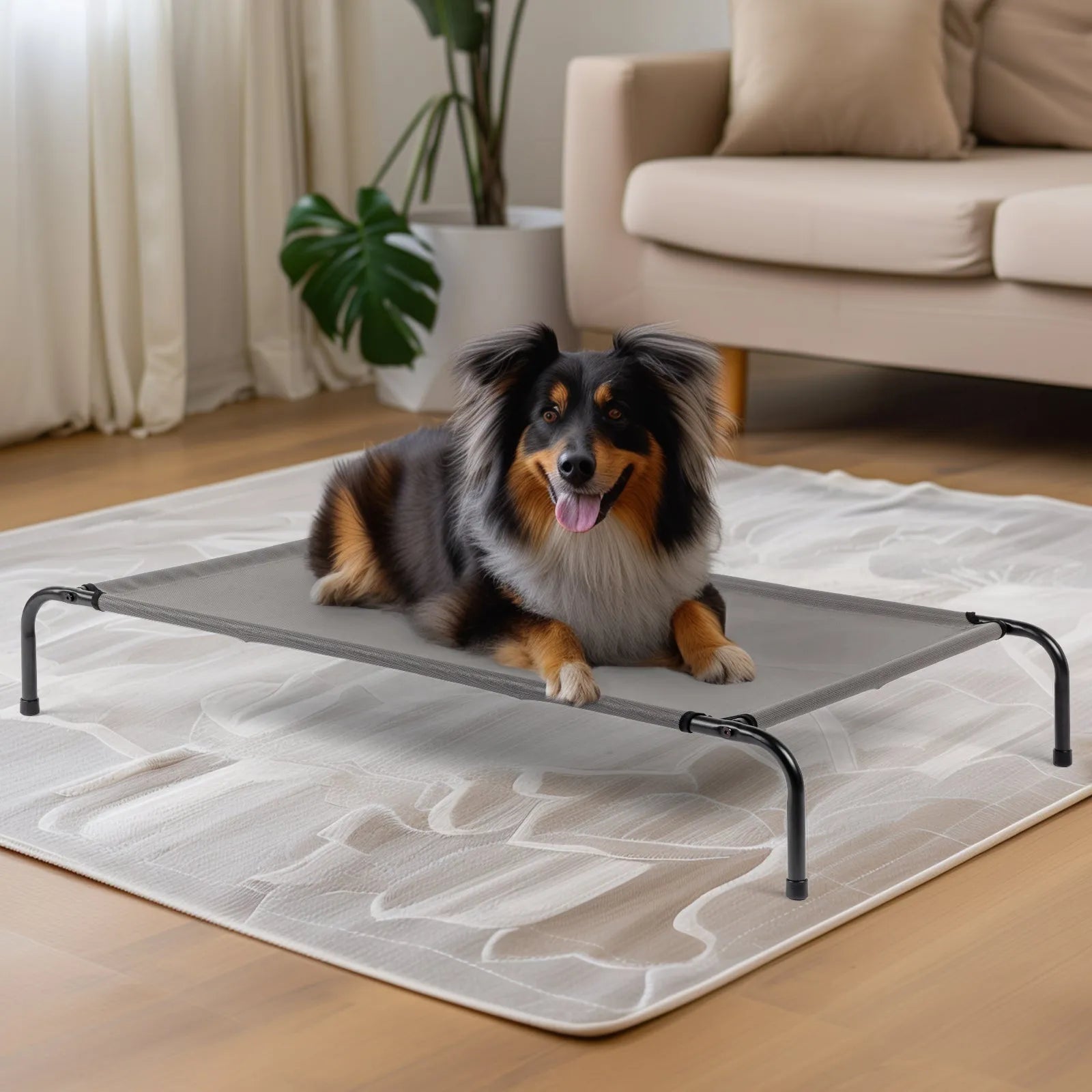 Cj Dropshipping - Elevated Outdoor Dog Cot with Cooling Mat - Black - Cooling Beds