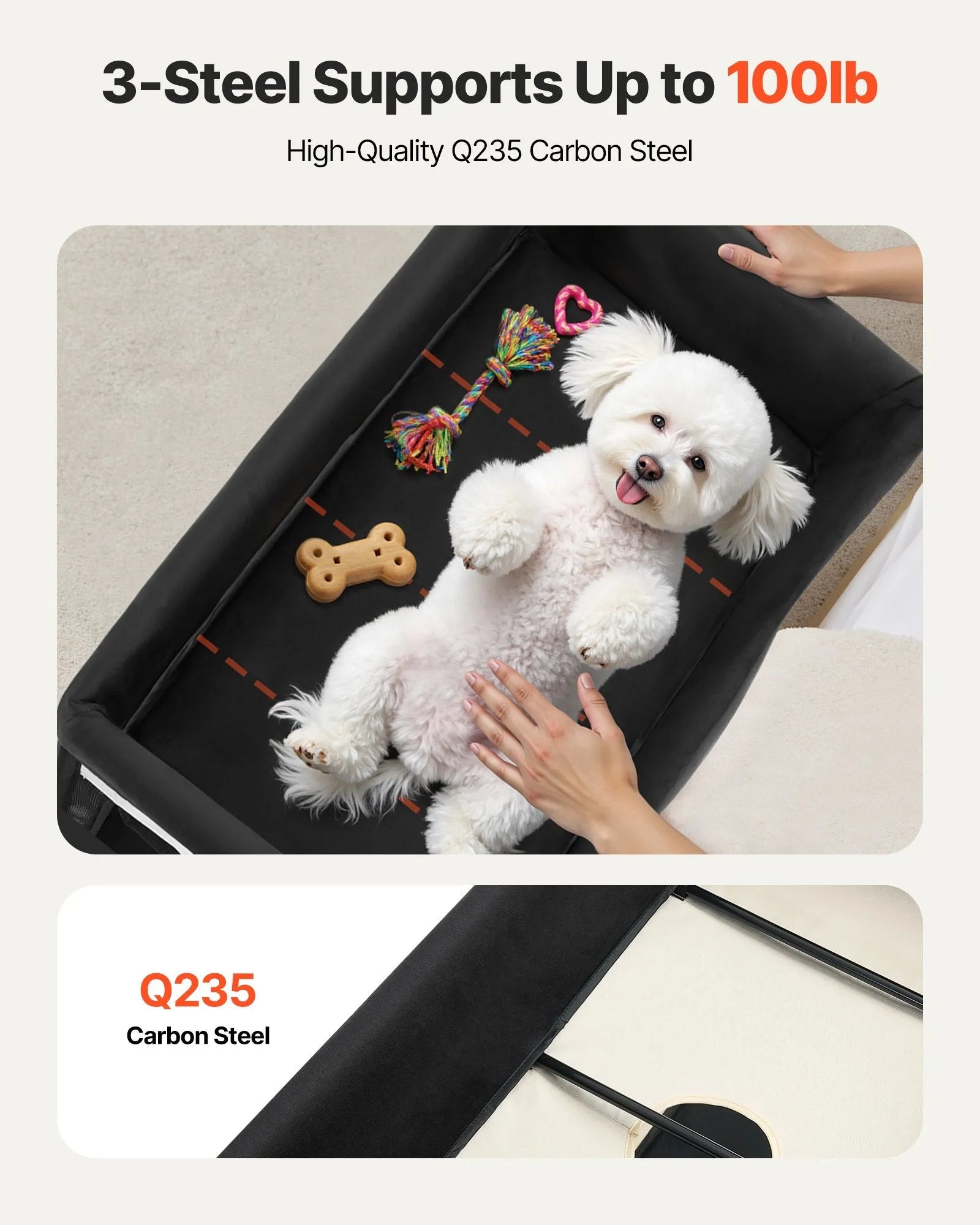 Cj Dropshipping - Foldable Elevated Dog Bunk Bed with Wheels - Beige - Pet Cots