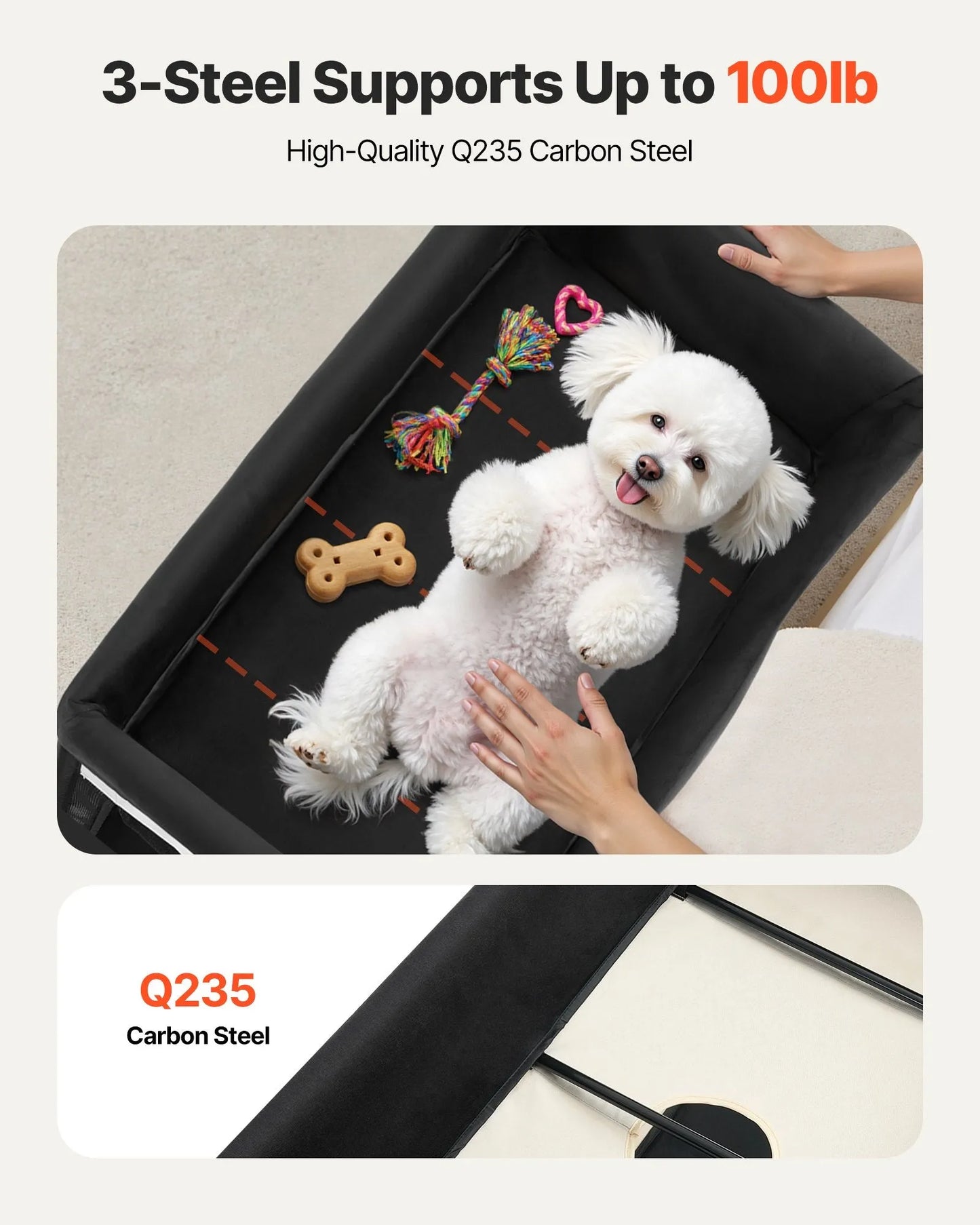 Cj Dropshipping - Foldable Elevated Dog Bunk Bed with Wheels - Beige - Pet Cots