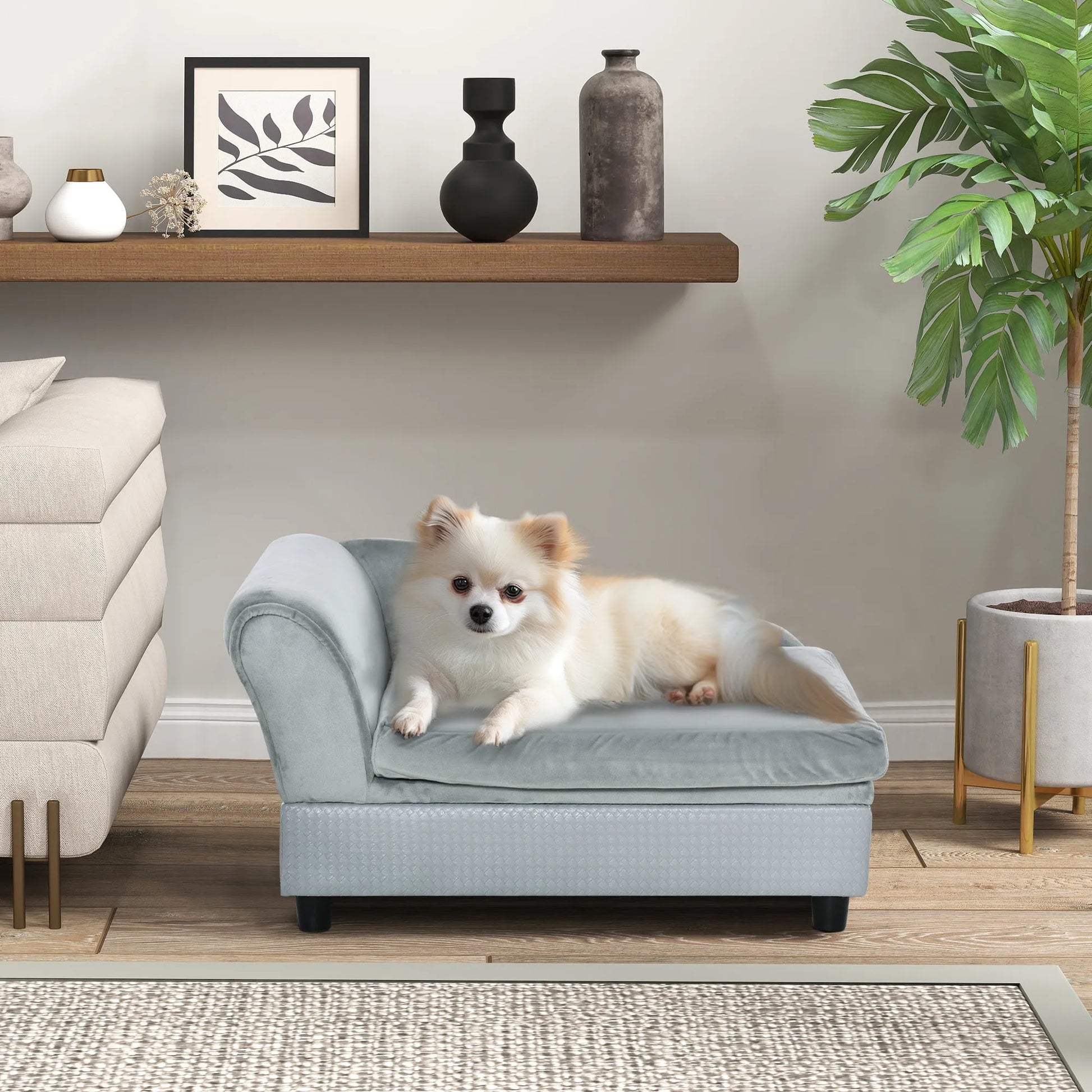 Cj Dropshipping - Luxury Dog Couch - Fancy Pet Sofa with Hidden Storage Gray - 5