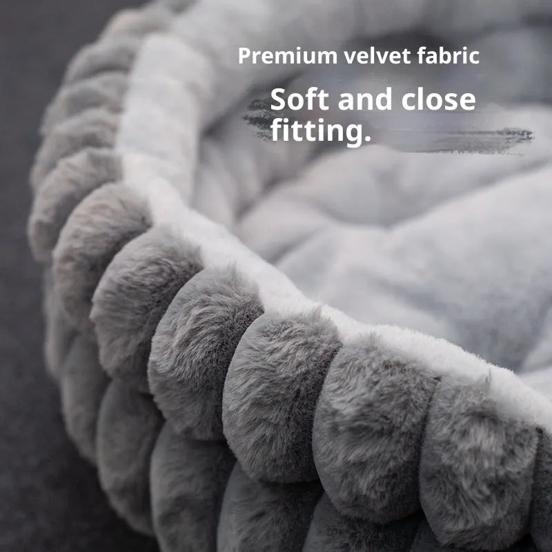 CJ Dropshipping - Pet Cat Nest Straight Rabbit Plush Pet Bed Round - Nesta