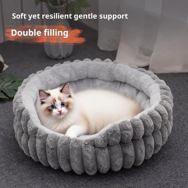 CJ Dropshipping - Pet Cat Nest Straight Rabbit Plush Pet Bed Round - Nesta