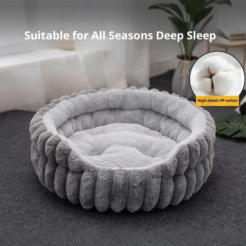 CJ Dropshipping - Pet Cat Nest Straight Rabbit Plush Pet Bed Round - Nesta