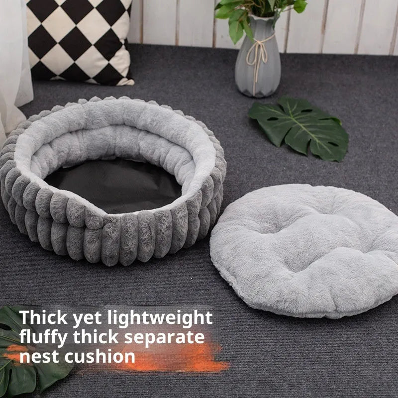 CJ Dropshipping - Pet Cat Nest Straight Rabbit Plush Pet Bed Round - Nesta