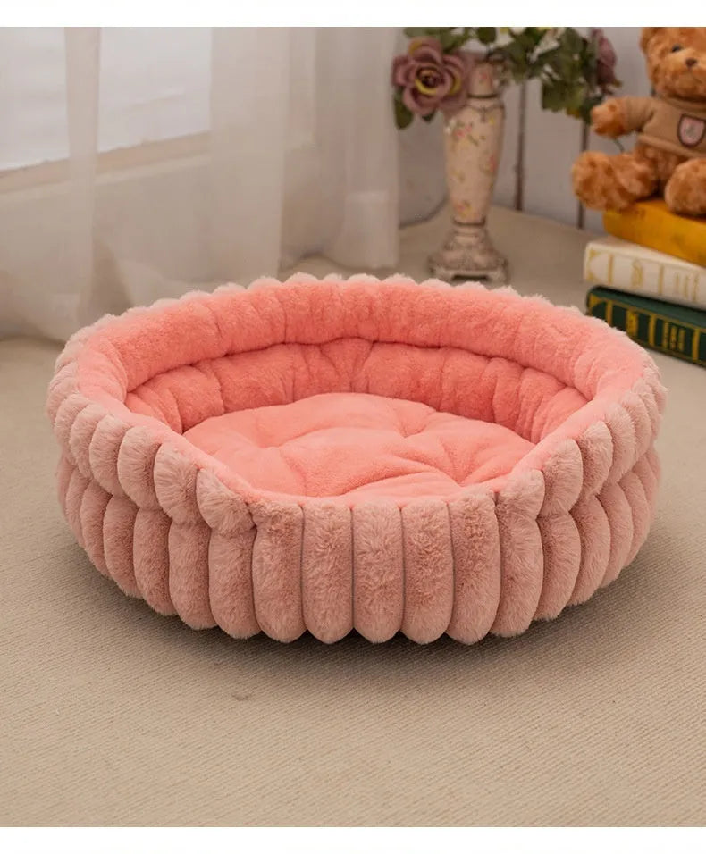 CJ Dropshipping - Pet Cat Nest Straight Rabbit Plush Pet Bed Round - Nesta
