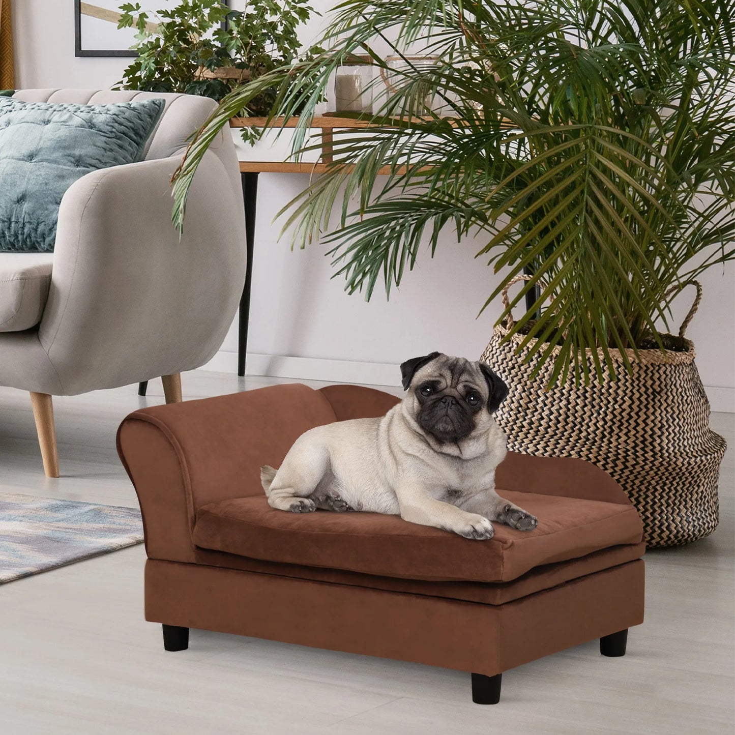 Cj Dropshipping - Pet Sofa Bed Couch with Storage, Pet Sofa for Cats and Small Dogs, Brown - 5