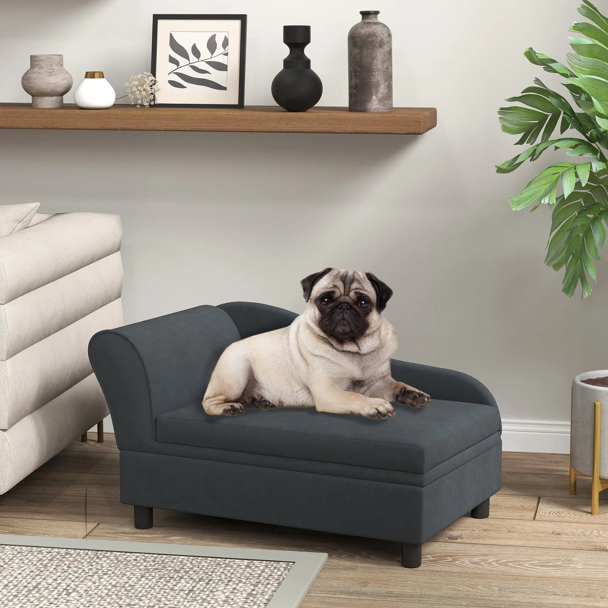 Cj Dropshipping - Pet Sofa Bed Couch with Storage, Pet Sofa for Cats and Small Dogs, Dark Gray - 5