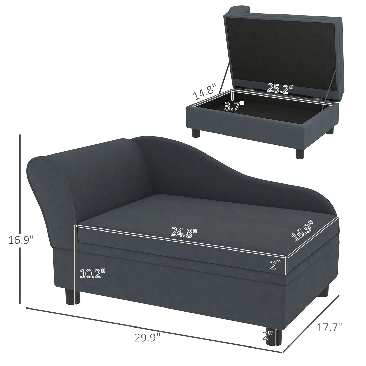 Cj Dropshipping - Pet Sofa Bed Couch with Storage, Pet Sofa for Cats and Small Dogs, Dark Gray - 5