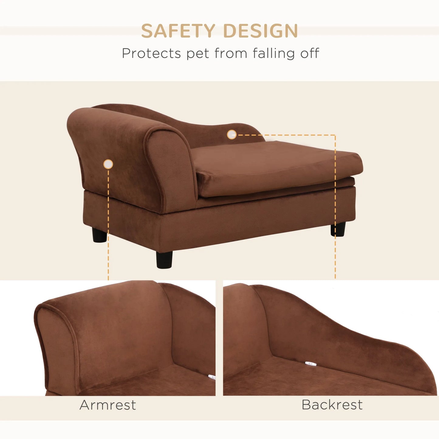 Cj Dropshipping - Pet Sofa Bed Couch with Storage, Pet Sofa for Cats and Small Dogs, Brown - Sofa Beds
