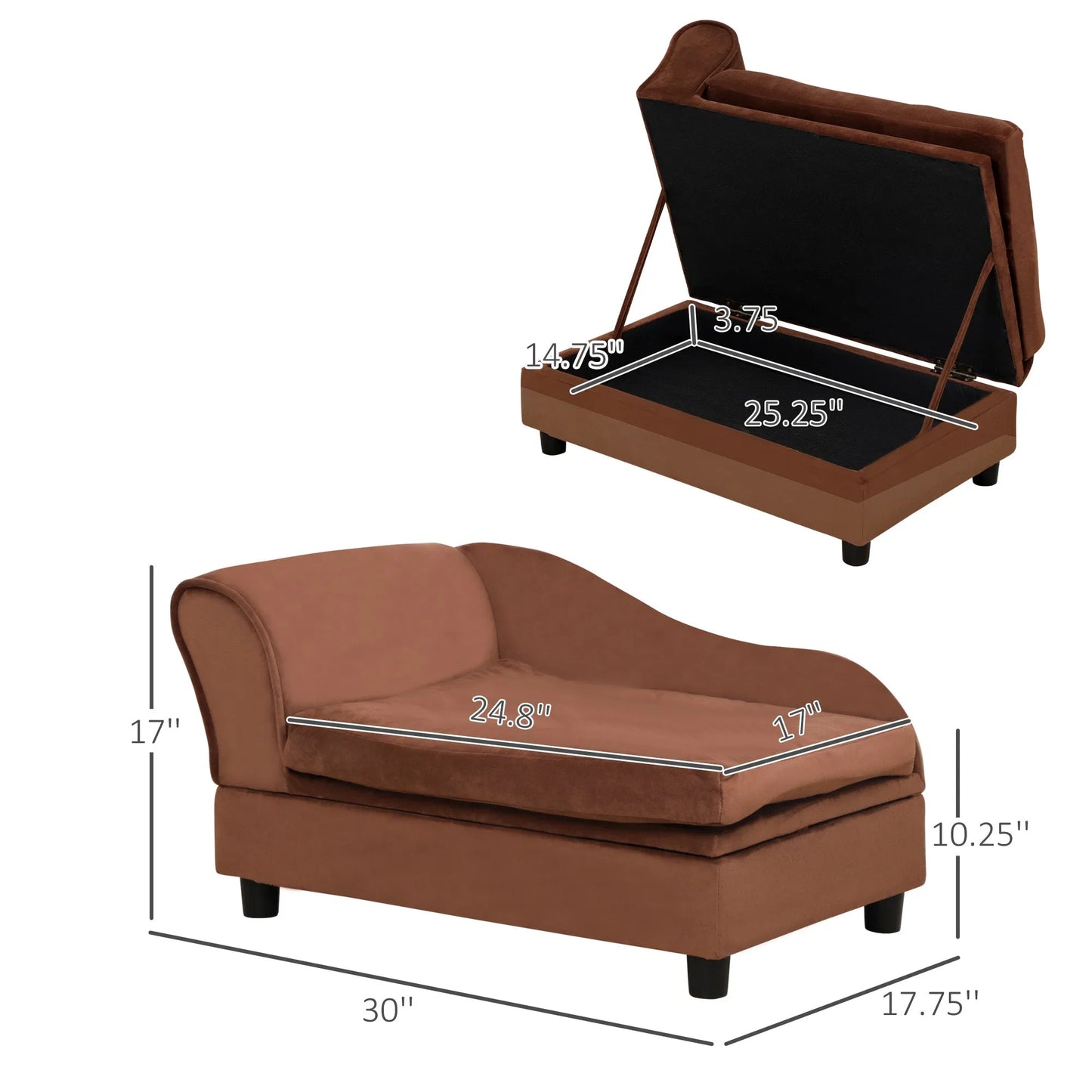 Cj Dropshipping - Pet Sofa Bed Couch with Storage, Pet Sofa for Cats and Small Dogs, Brown - Sofa Beds