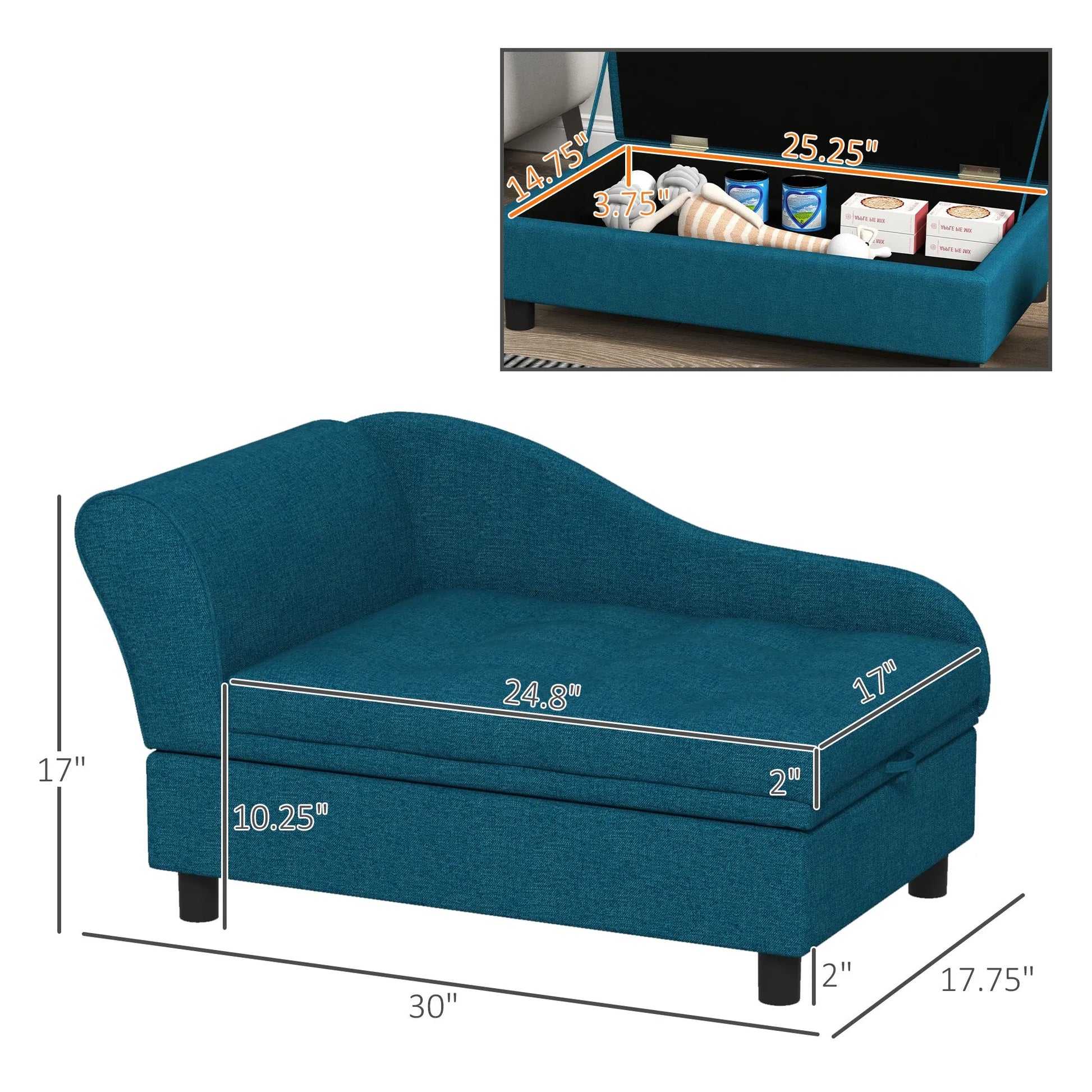 Cj Dropshipping - Pet Sofa Dog Sofa for Small Dogs with Storage, Dark Blue - 5