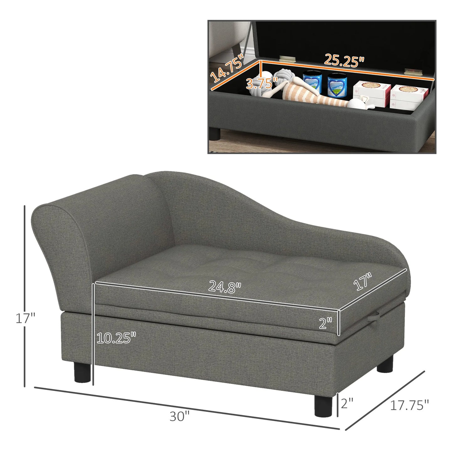 Cj Dropshipping - Pet Sofa Dog Sofa for Small Dogs with Storage, Gray - 5