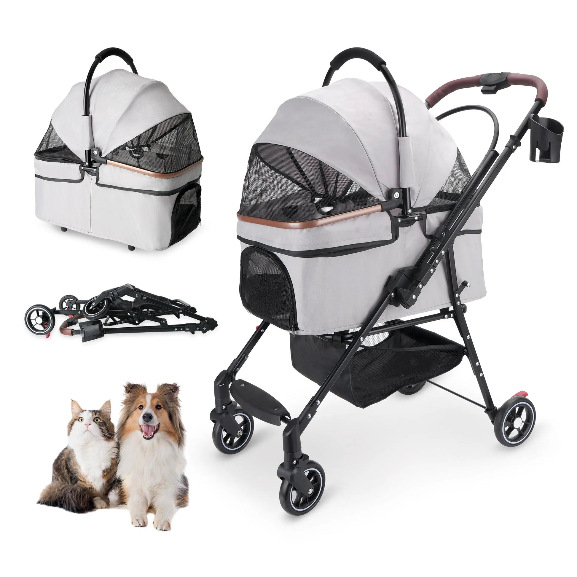CJ Dropshipping - Pet Stroller Foldable – Portable Travel Carriage for Dogs - Pet Stroller