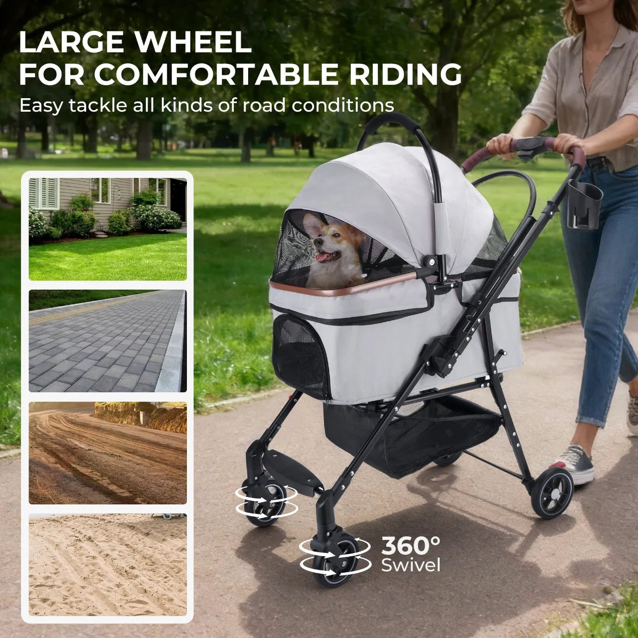 CJ Dropshipping - Pet Stroller Foldable – Portable Travel Carriage for Dogs - Pet Stroller