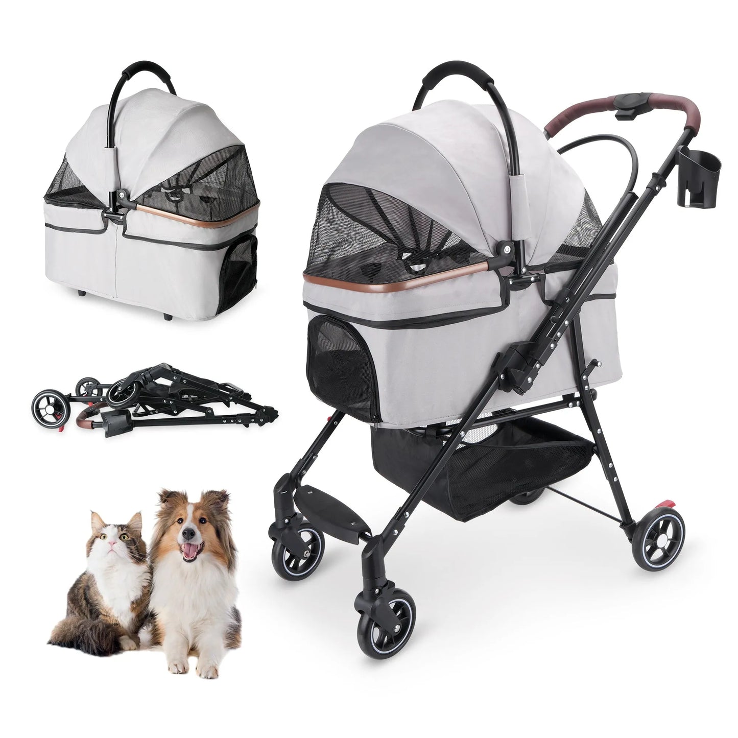 CJ Dropshipping - Pet Stroller Foldable – Portable Travel Carriage for Dogs - Pet Stroller