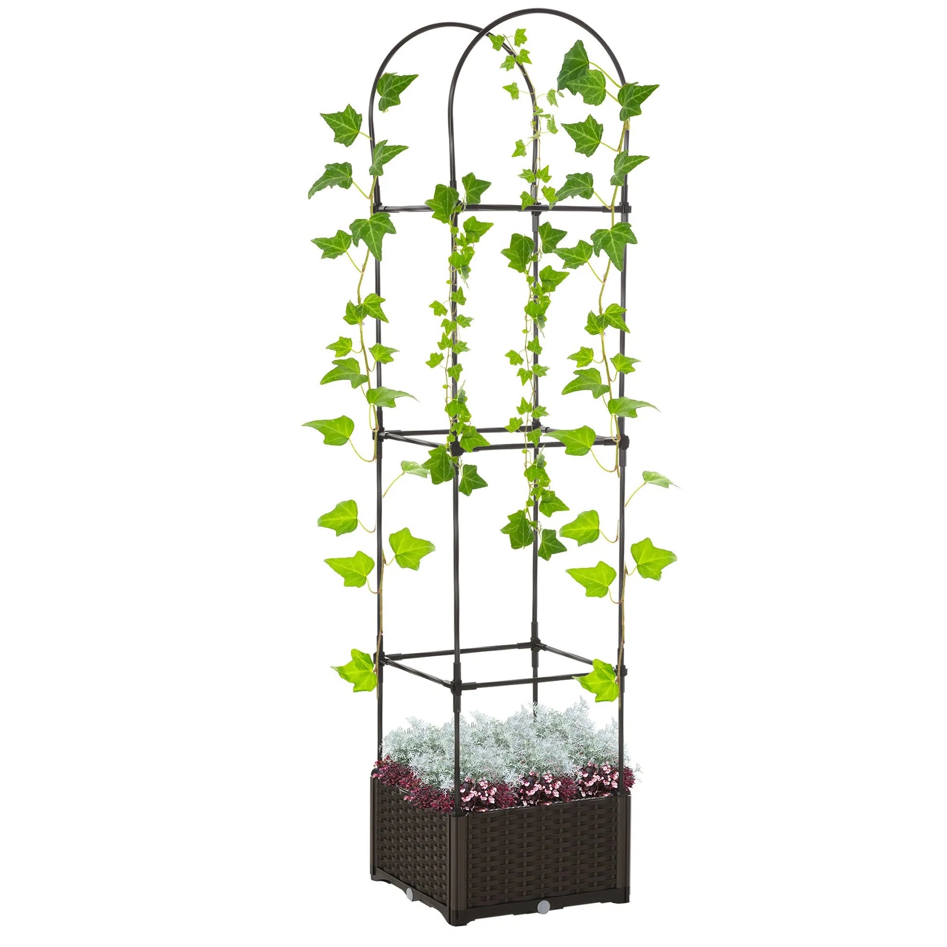 Cj Dropshipping - Self-Watering Elevated Garden Bed with Trellis - Brown - Pet Cots