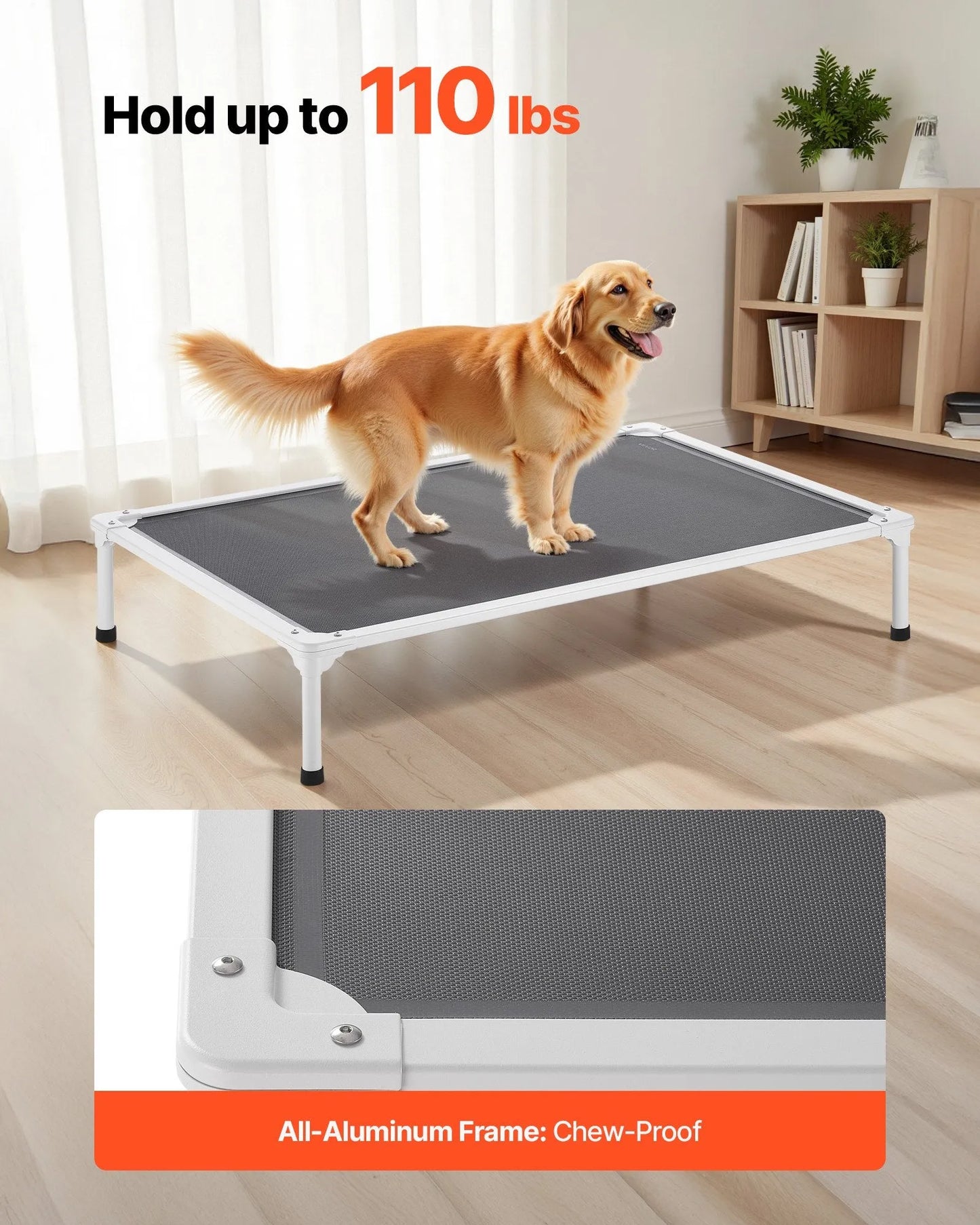 Cj Dropshipping - XL Raised Cooling Dog Bed with Teslin Mesh - Grey - Cooling Beds