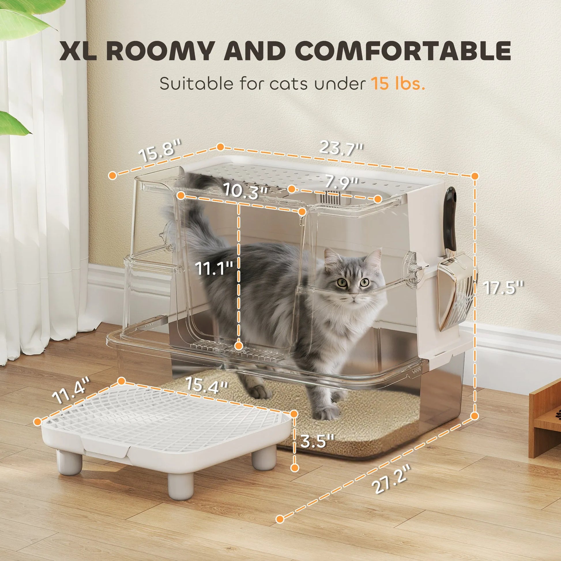 Cj Dropshipping - XL Stainless Steel Litter Box - Enclosed Flip Top Cat Toilet - Cat Litter Boxes
