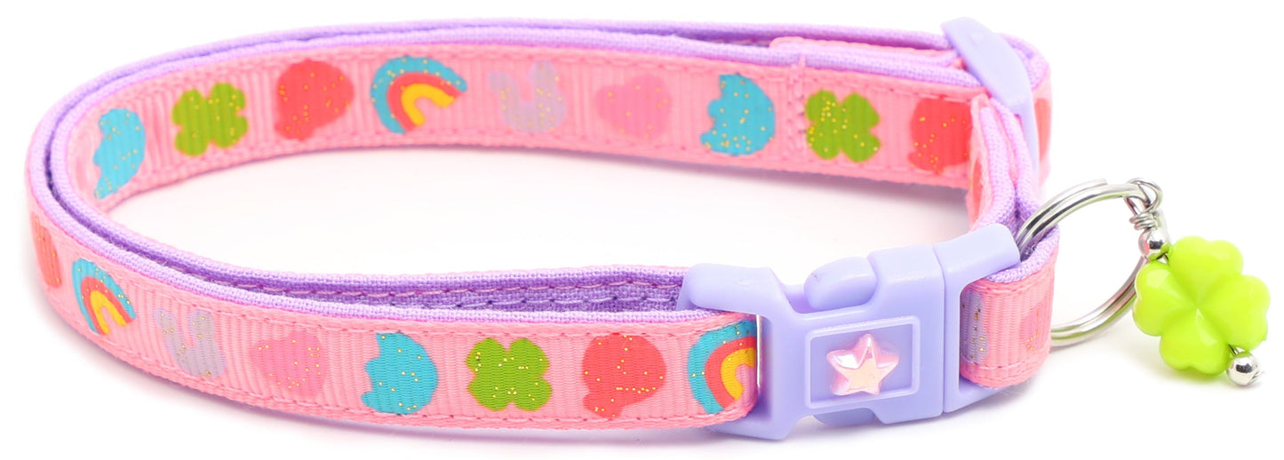 Colorful marshmallow design cat collar by Tail Chasers with playful patterns and secure buckle