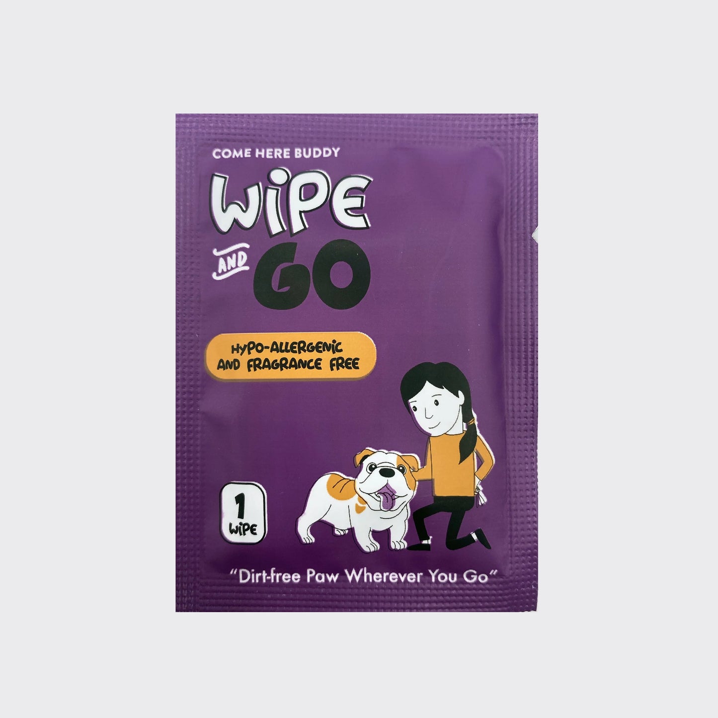 Come Here Buddy Individually Packaged Dog Wipes in travel size, budget-friendly, perfect for dogs and cats, priced at $11.99.