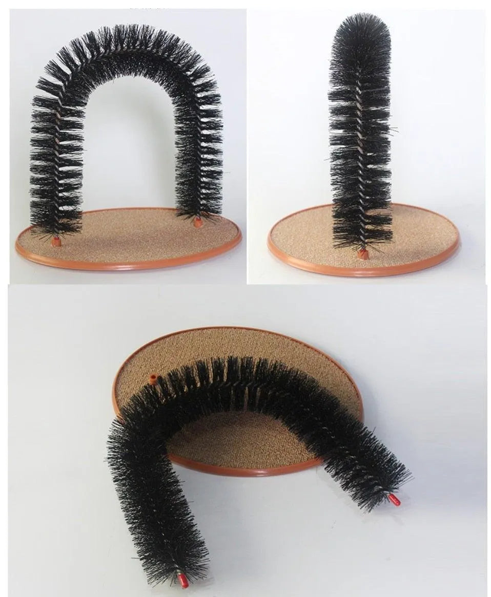 Stevvex Comfortable Arch Cats Massager in soft fleece, ideal for grooming and scratching, perfect for kittens at $39.99.