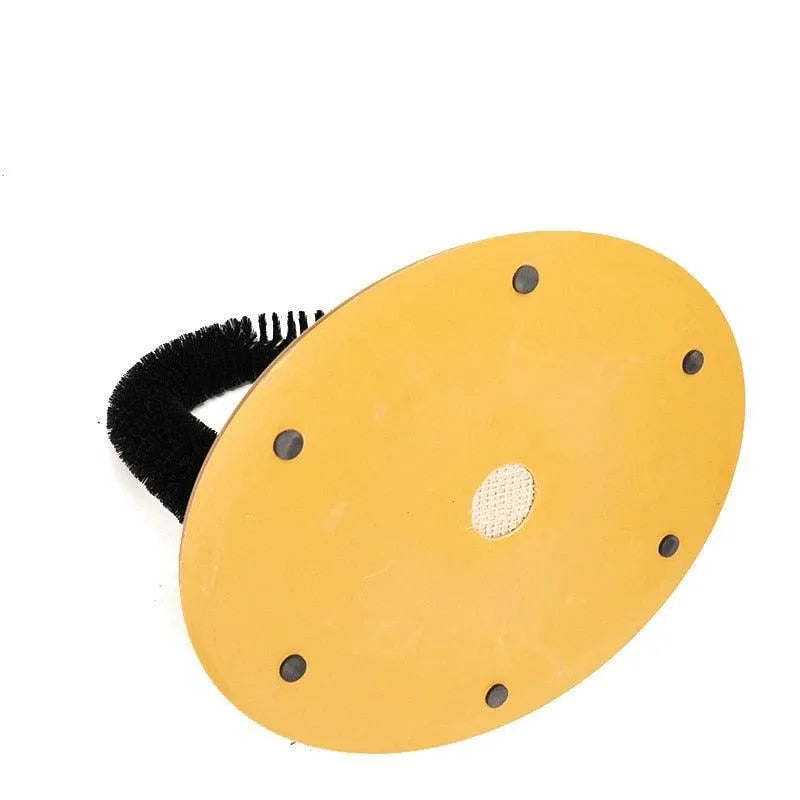 Stevvex Comfortable Arch Cats Massager in gray, a round fleece base grooming toy for self-massaging and scratching for cats.