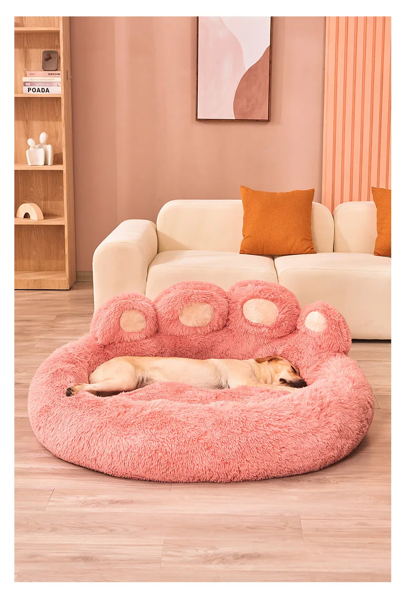 Soft pink comfortable dog bed for large breeds with plush design for maximum comfort