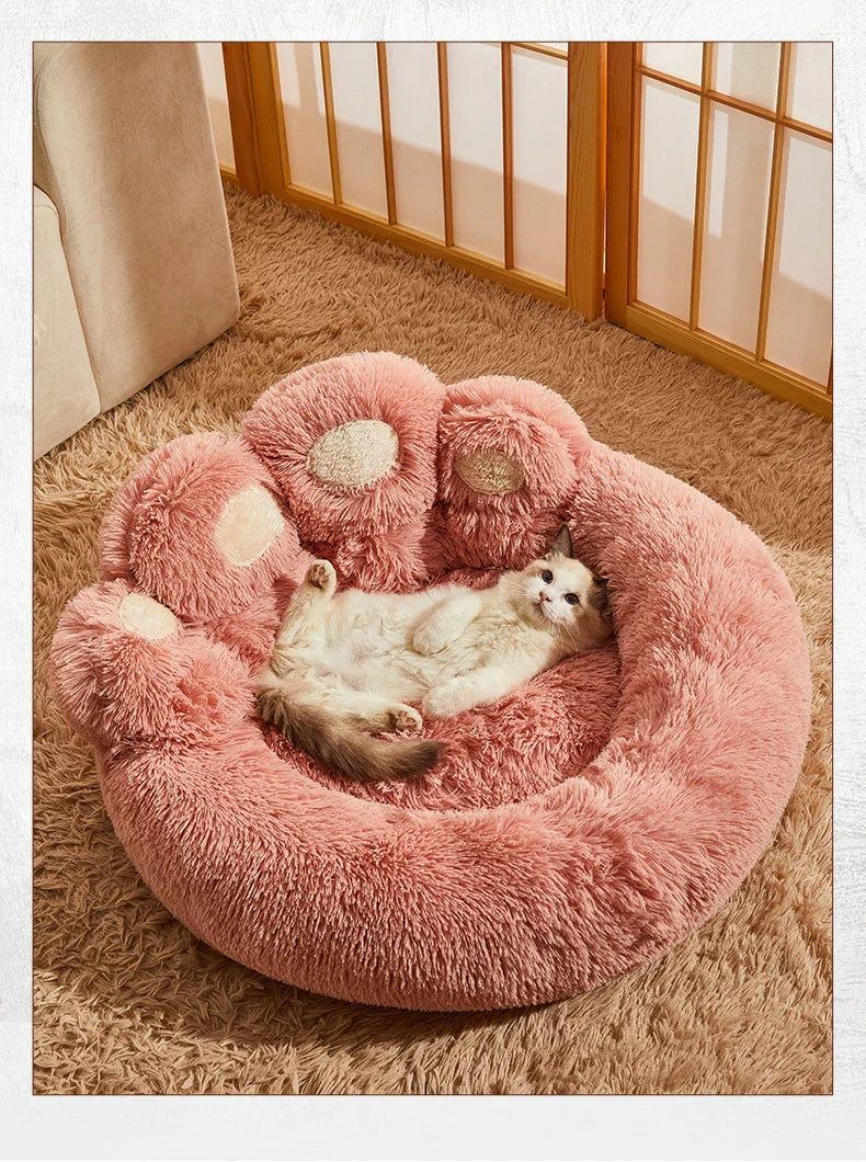 Cozy circular dog bed in soft pink for large breeds, perfect comfortable dog bed for large breeds