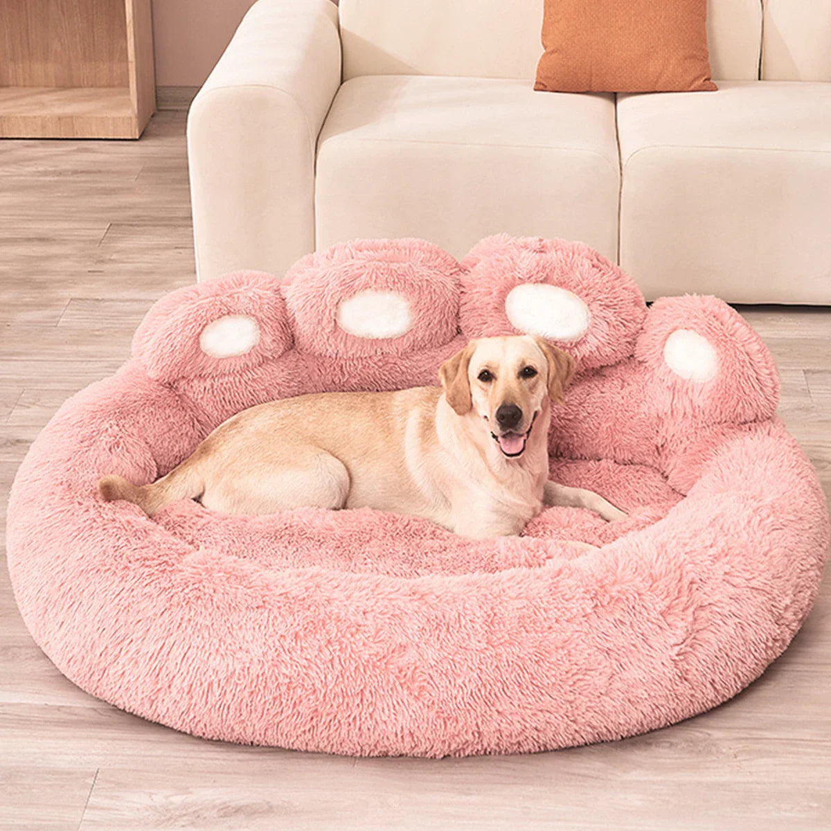 Cozy pink comfortable dog bed for large breeds with soft padding for ultimate relaxation