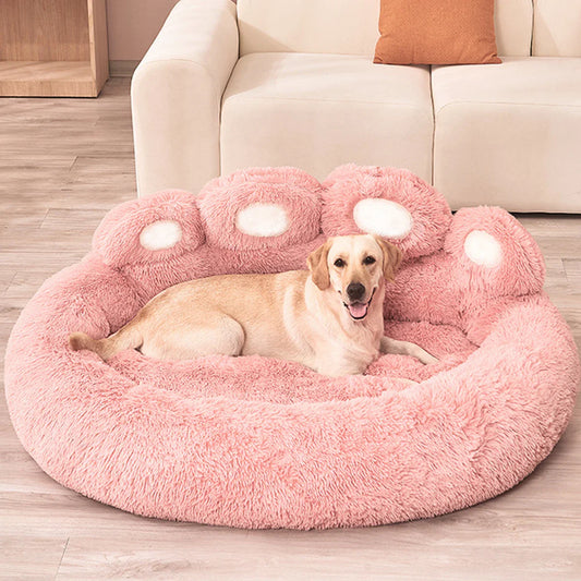 Cozy pink comfortable dog bed for large breeds with soft padding for ultimate relaxation