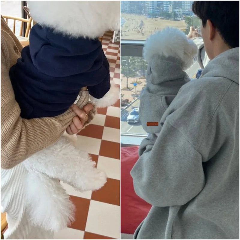 THRIXINE comfortable dog sweaters for winter in navy and gray, perfect for chilly days