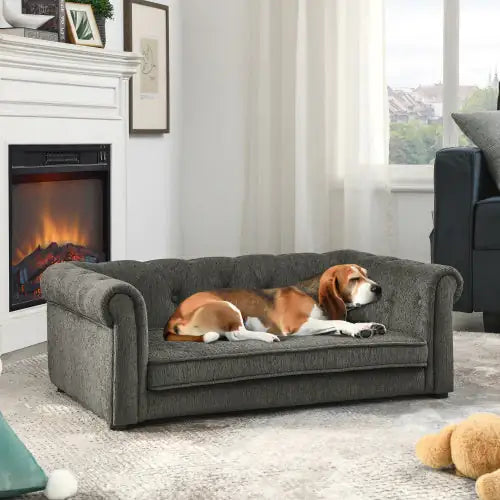 Cozy rectangle dog bed from Purrfect Pet Kingdom, ideal for a comfortable raised dog bed for home